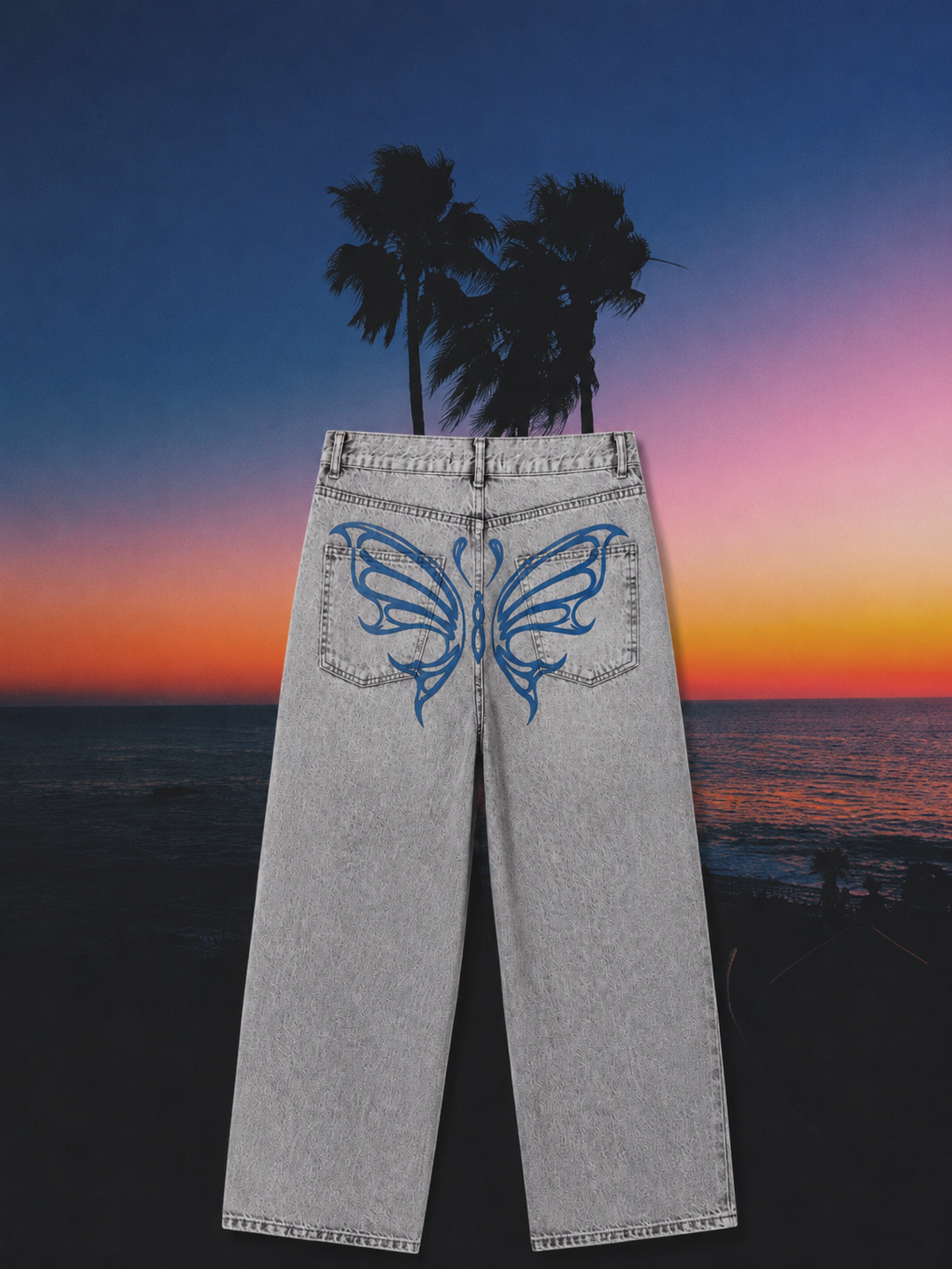 Butterfly Hand-Painted Denim